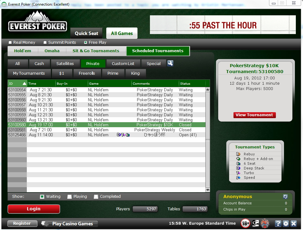 Depositor freeroll poker